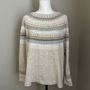J Jill Sweater Fair Isle Pullover Ski Cozy Winter Petite L Classic
